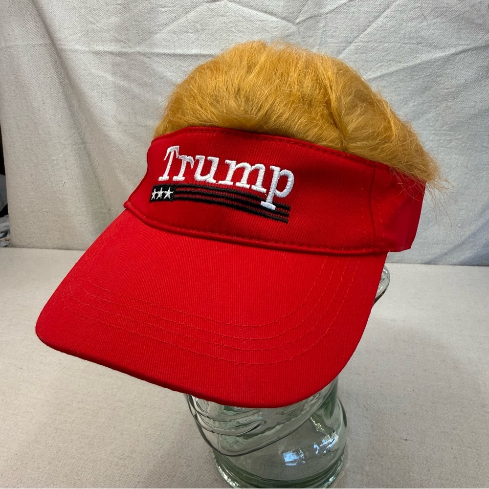 “Trump Hat with Hair," a novelty visor - NWOT